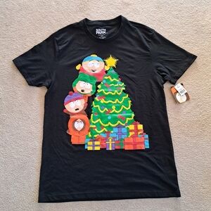 Southpark T-Shirt Men's Medium Black Holiday Christmas Tree NWT Short Sleeved